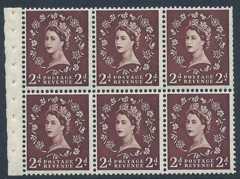 SB76 Wilding booklet pane Tudor perf type I UNMOUNTED MNT/MNH 