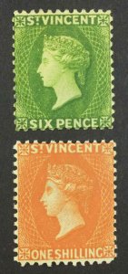 MOMEN: ST. VINCENT SG #44-45 P12 1883-4 MINT OG H CERT £300 LOT #64401