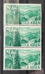 (2009) BADEN 1947 : Mi# 12 - MNH** VF IN STRIP OF 3