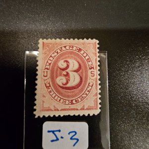US J3 Postage Due 3 cent MINT Never Hinged original gum VF-OG-NH CSV 280.00