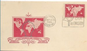 ARGENTINA 1946 INTERNATIONAL DAY OF SAVING FDC CARD WORLD MAP MAPS