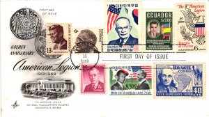 #1369 American Legion 4 stamp Combo– Artcraft Cachet  SCBL