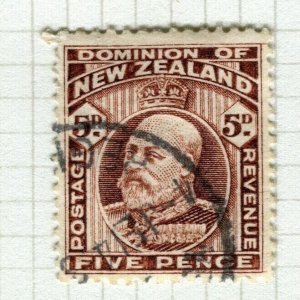 NEW ZEALAND; 1909 early Ed VII issue fine used Shade of 5d. value