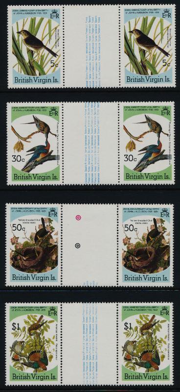 Virgin Islands 520-3 Gutter Pairs MNH Birds, Audubon Paintings