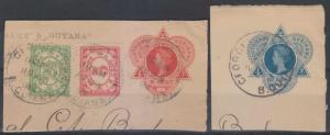 NETHERLANDS SURINAM USED IN BRITISH GUIANA H&G B7 & B8 LARGE CUT SQUARES + Sc 78