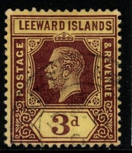 LEEWARD ISLANDS SG51a 1913 3d PURPLE/YELLOW WHITE BACK FINE USED