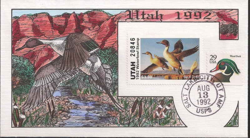 Group of 21 Fred Collins Hand Painted Milford State Duck FDCs - Closeout Sale