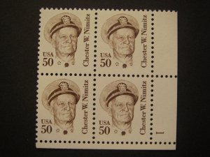 Scott 1869a, 50c Chester Nimitz, PB4 #1 LR, MNH Great Americans Beauty