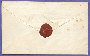 NEWPORT, R.I., c1833 RED CDS, STAMPLESS COVER TO COLUMBIA, KENTUCKY.