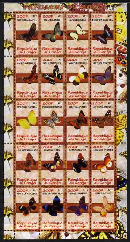 CONGO - 2011 - Butterflies of the World #2 - Perf 20v Sheet - MNH -Private Issue