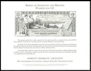 US Silver Certificate Souvenir Sheet, 80th Anniversary Convention, August 197...