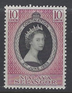 Malaya-Selangor, Scott #101; 10c Queen Elizabeth II Coronation, MH