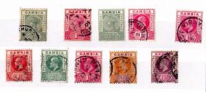 Gambia QV/KGV Collection of 10 Used Values X7391