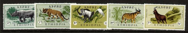 Ethiopia C102-6 MNH Animals, Leopard, Black Rhinoceros, Monkey, Ibex