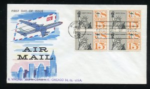 US C63 15c Air Mail Satute Liberty Blk  ADDR Fluegel cachet FDC