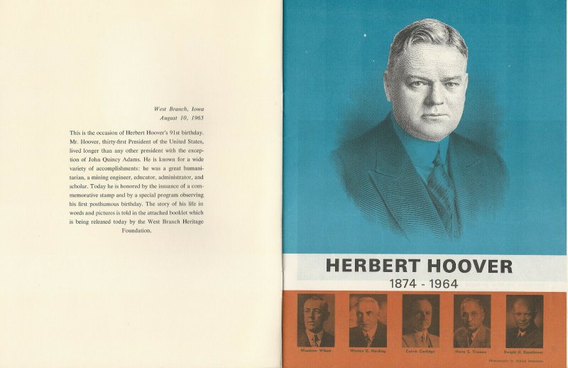 Herbert Hoover 91st Birthday Observance Booklet and First Day Ceremony Program