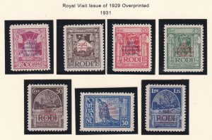 Italy - Aegean Islands - Rhodes # 38-44, Royal Visit Overprinted, Hinged