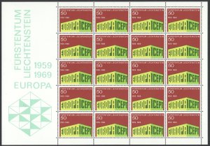 Liechtenstein Sc# 453 MNH Pane/20 1969 Europa