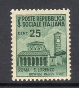 ITALIAN SOCIALIST REPUBLIC 25 MNH Basilica of San Lorenzo- Rome