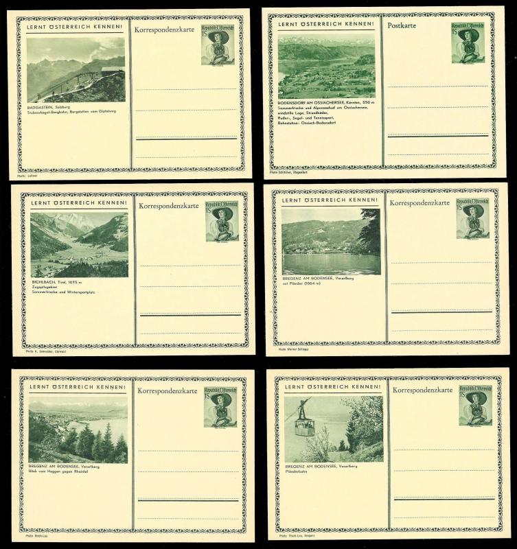 AUSTRIA (120) Scenery View Green 1 Shilling Postal Cards c1950s ALL MINT UNUSED