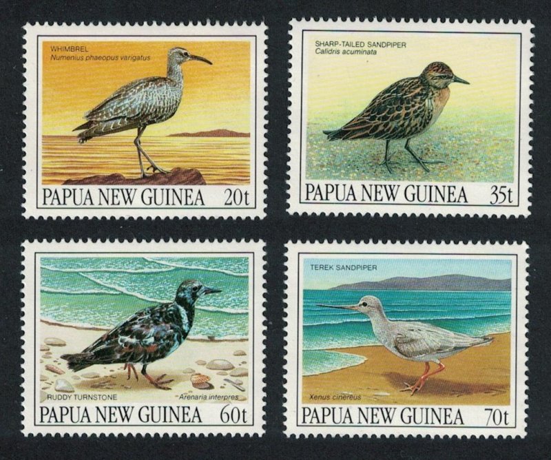 Papua NG Whimbrel Sandpiper Turnstone Migratory Birds 4v 1990 MNH