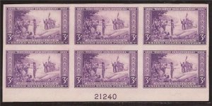 US Stamp - 1935 3c Wisconsin - Plate Block of 6 Stamps NGAI #755