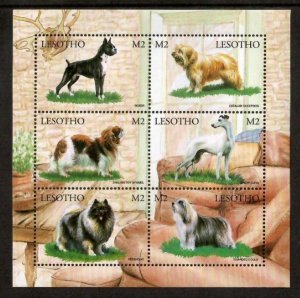 Lesotho 1999 - Dogs Pets - Sheet of 6 Stamps - Scott #1174 - MNH