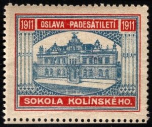 1911 Czechoslovakia Poster Stamp Celebrating 50th Anniversary Of Sokol In Kolin