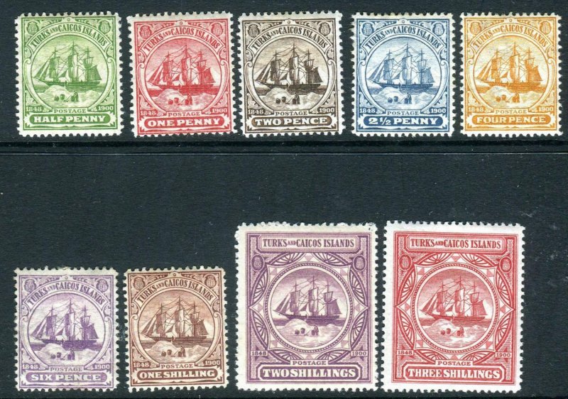 TURKS & CAICOS ISLANDS-1900-4 A mounted mint set Sg 101-109