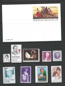 United States 1293, 1399,1487,1744,1821-1824, 1832, UX77 MNH