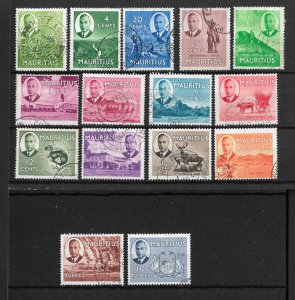 MAURITIUS 1950 SET SG 276/290 FINE USED Cat £95