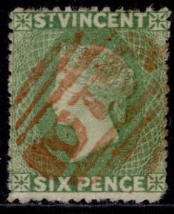 ST. VINCENT QV SG23, 6d pale green, FINE USED. Cat £55.