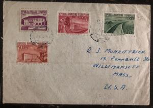 1960 Tirana Albania cover To Willimansett Ma USA School Sc# 559