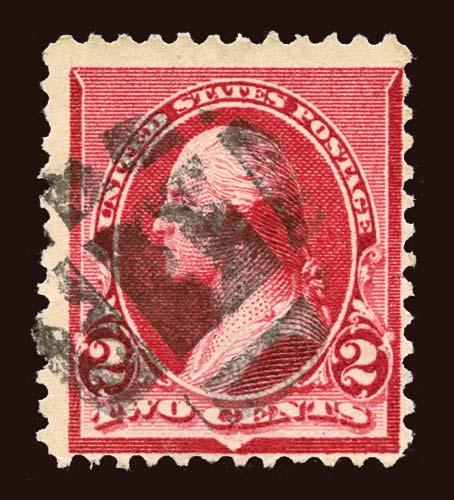 US Scott 220 1890 geometric cancel waffle 3 by 4 design with wide cross band