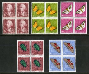 SWITZERLAND B267-71 MNH BLOCK4 SCV $28.00 BIN $14.00 INSECTS