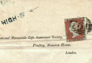 GB Cover County Durham Sunderland *HIGH-ST* Fine Receiver 1d Red 1847 60.7 