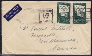 Australia - 1955 - Scott #285 - 2x used on cover to Canada - PERTH pmk