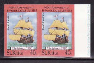 St. Kitts-Sc#174- id7-unused NH 40c Golden Hind-imperforate pair-Ships-1985-