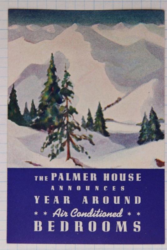  Palmer House air conditioned Hotel ski snow Lodge luggage label Poster stamp ad