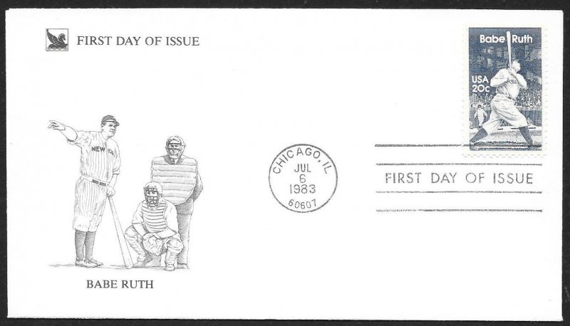 UNITED STATES FDC 20¢ Babe Ruth 1983 Readers Digest