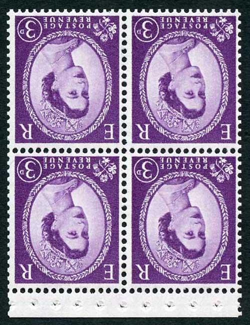 SB94a 3d Booklet Pane of 4 Wmk Crowns Inverted Good Perfs U/M