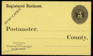 USA SPECIMEN UNLISTED 3c Post Office Register Business UPSS PD33 Stationer 86091