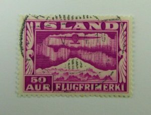 1934 Iceland  SC #C18 Airplane / Mountains  Island  Used stamp