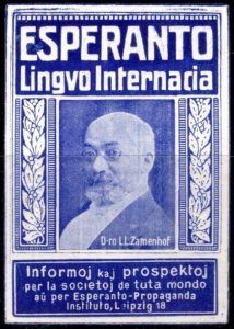 Vintage Germany Poster Stamp International Language Esperanto Propaganda Institu