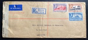 1944 Gibraltar Registered Censored Red Wax Seal Cover To Lancaster