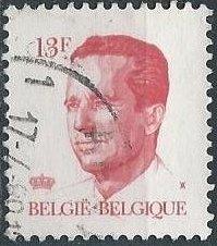 Belgium 1092 (used) 13fr King Baudouin, scarlet (1988)