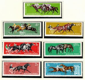 Hungary Sc 1406-12 MNH SET of 1961 - Horses, Trotters