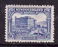 Newfoundland-Sc#168- id12-unused hinged 6c ultramarine Hotel-1929-31-