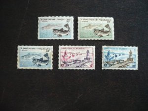 Stamps - St Pierre Miquelon - Scott#351-355 - Mint Hinged & Used Set of 5 Stamps