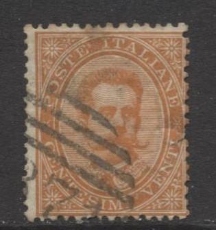 Italy - Scott 47 - King Humbert I -1879 - Used - Single 20c Orange Stamp